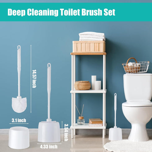 12 Sets Set 14.57 Roshtia Toilet Brush and Holder for Bathroom Toilet Bowl Brush Scrubber with Caddy for Deep Cleaning