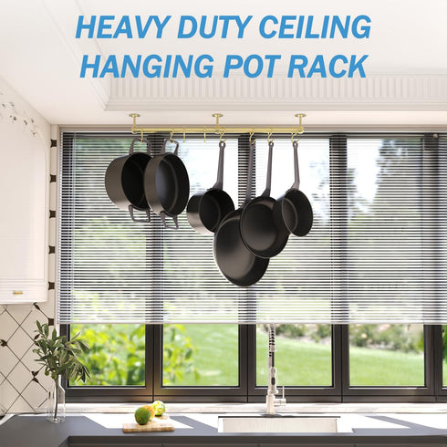 ROTHLEY Stainless Steel Hanging Pot Rack Hanger - 23.7 Inch Heavy Duty Pot Bar Rack
