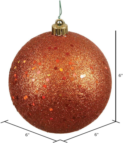 Vickerman 6" Burnished Orange Sequin Ball Ornament, 4 per Bag