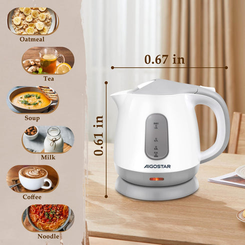 Aigostar 1L Small Electric Kettle, 1100W Portable Tea Kettle with Automatic Shut-Off, BPA-Free, Grey