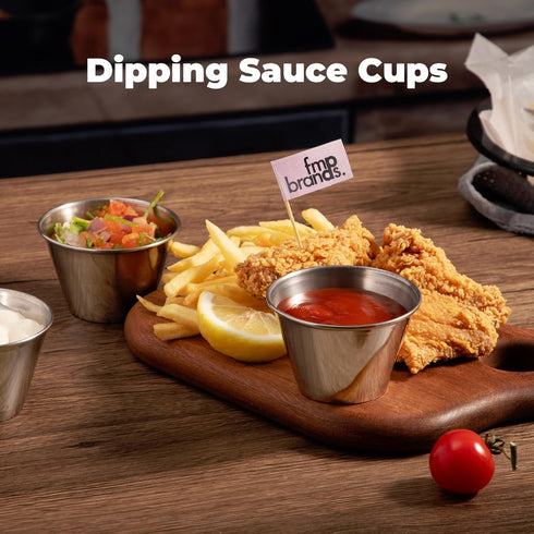 Fit Meal Prep 24 Pack 4 oz Stainless Steel Dipping Sauce Cups, Reusable Metal Ramekins for Home and Restaurant