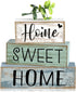 Moucuny 4 Pcs Wooden Farmhouse Table Decor Rustic Home Sweet Home Stacked Blocks