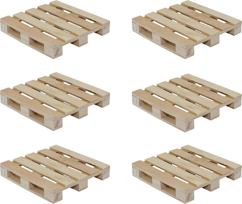 Creative Hobbies 6-Pack Mini Wood Pallet Coasters for Beverages, 4" x 4" x 11/16" DIY Crafts