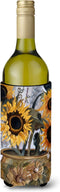 Caroline's Treasures JMK1202LITERK Pot of Sunflowers Wine Bottle Hugger - Machine Washable Insulated Beverage Holder