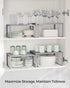 SONGMICS Spice Racks - Set of 2 Metal Cabinet Shelf Organizers, Stackable, Expandable, Silver
