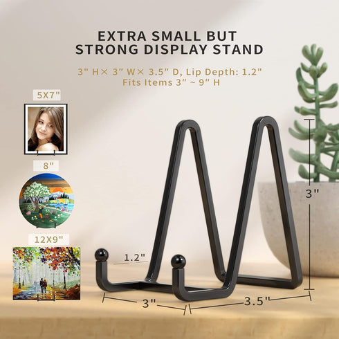 3 Pack 3 Inch Metal Square Wire Plate Stands for Display, Picture Frame Holder for Decorative Plates, Books, and Photos
