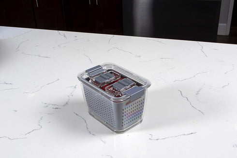 Kitchen Spaces Small Colander - Stackable Food Storage Bin, Grey
