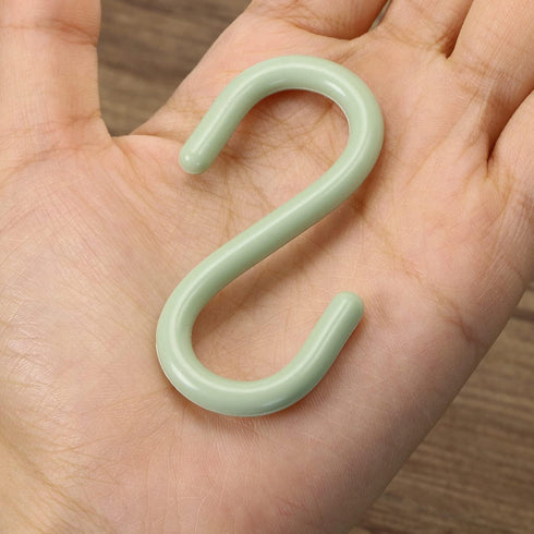 Mini Skater 2.5" S Shape Hooks - 10Pcs Light Green Plastic, Heavy Duty, Rust Resistant for Kitchen, Bathroom, Storage
