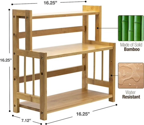 Countertop Counter (3-Tier) Sorbus Kitchen Organizer Bamboo Wooden Storage Shelf Rack for Spice, Soap, Skin Care