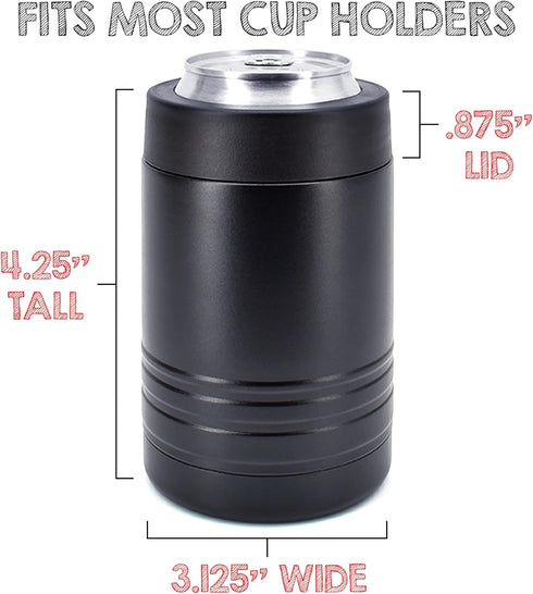 4-in-1 Stainless Steel 12 oz Double Wall Vacuum Insulated Can or Bottle Cooler, Fits 16 oz Cans - Black