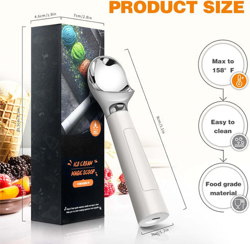 158F Heated Ice Cream Scoop Rechargeable, Waterproof Electric Ice Cream Scoop for Hard Ice Cream, Rechargeable with LED