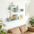 Set 3 SRIWATANA Floating U Shelves Wall Mounted, Solid Wood Wall Shelves of (Blue)