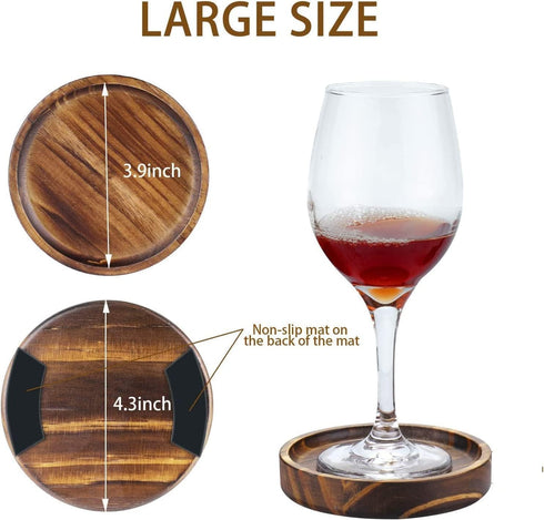 6Pcs Set Wooden Coasters for Drink-Acacia Wood Drink Coasters with Holder for Coffee Table Decor,Modern Cup Coaster