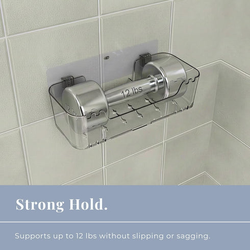 COLINCH Bathtub Toy Storage Clear Bath Toy Holder with Drainage Holes, Wall-Mounted No-Drill Organizer for Kids Tub