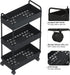 Buzowruil Rolling Storage Cart, 3 Tier Organizer Mobile Shelving Unit with Wheels for Kitchen Bathroom Laundry, Black