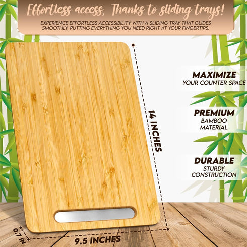 Bamboo Appliance Slider Tray for Coffee Maker & Heavy Kitchen Appliances Slider with Rolling Wheels Under Cabinet Countertop Storage Organizer KitchenAid Stand Mixer Air Fryer Toaster Blender 9.5”X14”