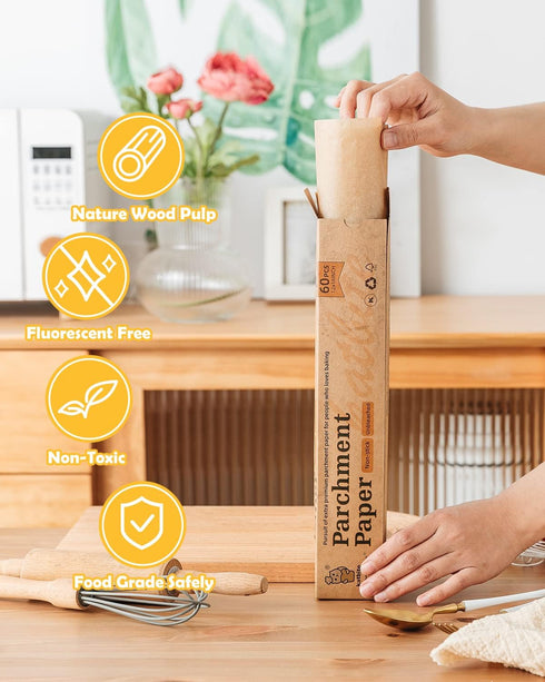 Katbite 12x16 Inch Parchment Paper Sheets, Pre-cut Unbleached Baking Paper for Cooking and Grilling