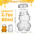 24 Pack 2.7 oz Patelai Glass Bear Shaped Honey Jars with Lids Reusable Small Tilted Bear Glass Bottles Containers