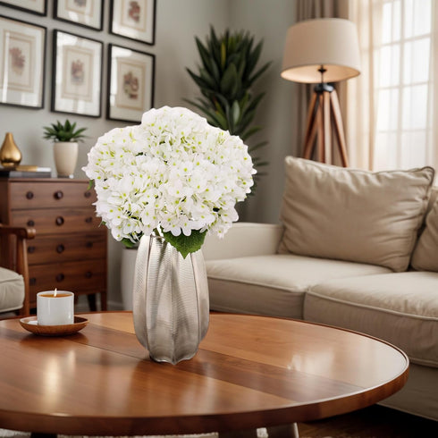 5Pcs Kimuras Cabin White Hydrangea Artificial Flowers Real Touch Latex Fake Hydrangeas Flower, Lifelike Faux Bouquet