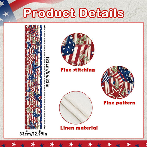 4th Party(71 13 Inch) of July Table Runner, America Patriotic Memorial Day Table Runner Decorations, Independence Day