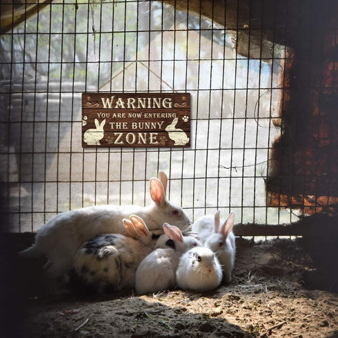Putuo Decor Funny Rabbit Sign, Bunny Rabbit Home Decor Gift, 12 x 6 Inch (The Bunny Zone) Easter Decorations