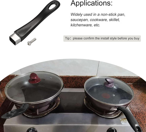 MECCANIXITY Black Pan Replacement Handle, 183mm/7.2inch Nonstick Stainless Steel Saucepan Cookware