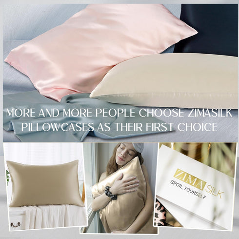 ZIMASILK 100% Pure Mulberry Silk Pillowcase, 600 Thread Count, Premium Grade 6A Silk, Taupe, 1pc (Queen 20''x30'')