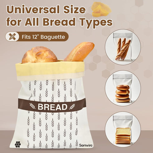 sornivra 2 Pack Reusable Beeswax Bread Bags for Sourdough & Homemade Bread, XL Cotton Storage Bag to Keep Loaves Fresh