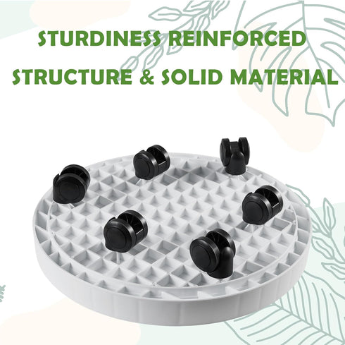 9.8 Inch Planter Caddies Rolling Saucer Caddy with Wheels, Heavy Duty Wheeled Stand for Potted Plant, Round Coaster