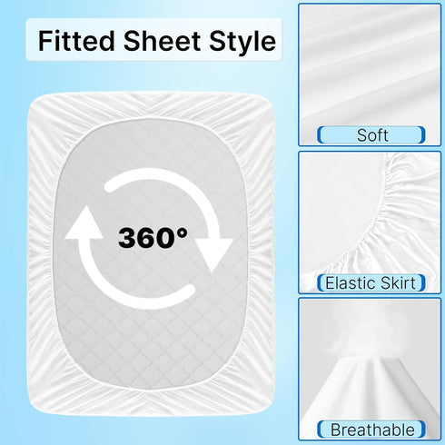 18" (60'' 80'') Queen Mattress Protector, Waterproof Mattress Cover with Deep Pocket Bed Cover, Fitted Sheet Style