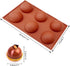 Large 6-Cavity Semi Sphere Silicone Mold, Baking Molds for Chocolate, Cake, Jelly, Dome Mousse (2 Packs)