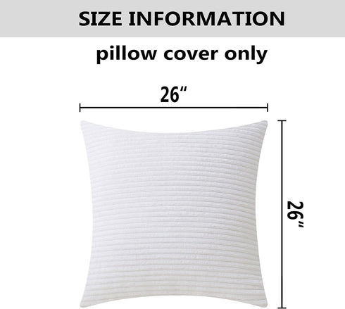 Home Brilliant Euro Sham Super Soft Striped Corduroy Velvet Decorative Throw Pillow Cover, 26x26 inch