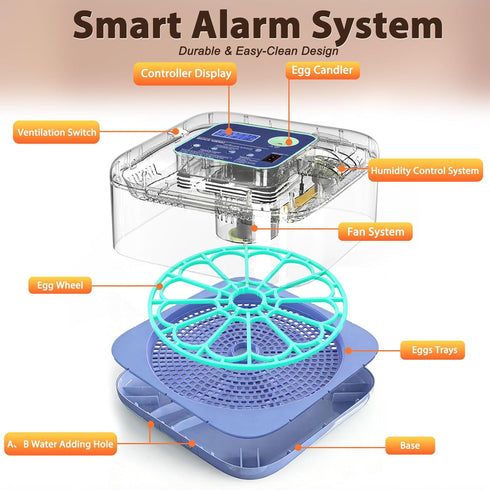 Oqioprd 360 Incubators for Hatching Eggs, Smart Egg Incubator with Humidity & Temp Control and Auto Turner, View