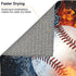 Baseball Dish Drying Mat 18x16 in, Sports-Themed Absorbent Pads with Cool Fire & Water, Drainer Mats for Kitchen Counter