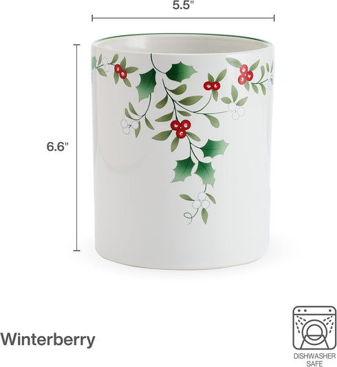Pfaltzgraff Winterberry Kitchen Utensil Crock Holder, 6 Inch, Multicolored
