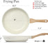 ESLITE LIFE Nonstick Ceramic Frying Pan Skillet, Non-Toxic Egg Omelette Kitchen Cooking Pans Compatible with All Stovetops (Gas, Electric & Induction), PTFE & PFOA Free (White, 8'') by ESLITE LIFE