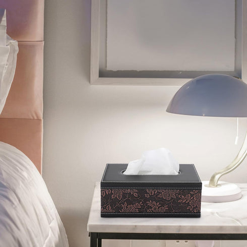 Sumnacon Rectangular Leather Tissue Box Cover – Stylish PU Tissue Box Holder with Magnetic Bottom for Home and Office
