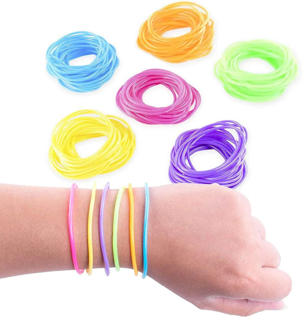 Super Z Outlet 80s Colorful Retro Rainbow Diva Disco Jelly Neon Gel Bracelets Bands for Theme Events, Assorted 288pk