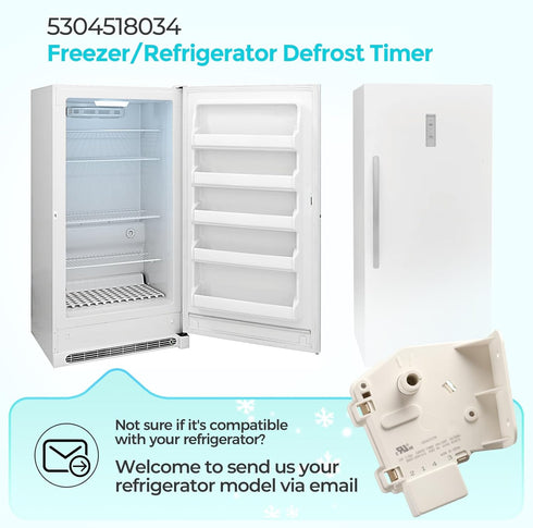 OEM 5304518034 Refrigerator/Freezer Defrost Timer Replacement for Frigidaire Kenmore Whirlpool Crosley, Part 297318010