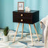 2-Drawer 4 Giantex Mid Century Modern Nightstand, Bedside Tables with Solid Wood Legs, Night Stand for Small Spaces