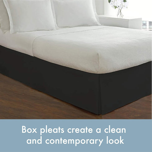 TODAY'S HOME Classic Tailored Bed Skirt Dust Ruffle, King, Black, 14" Drop Length