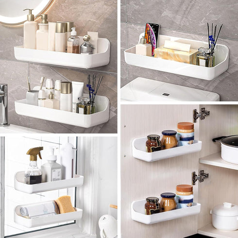 2-Pack CGBE Acrylic Shower Shelves, Large Capacity Adhesive Shower Shelf, No Drilling Adhesive Bathroom Shelf