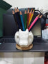 Cuteforyou Cute Cartoon Succulent Pots, Ceramic Cactus Flower Pot, Desk Accessories, Makeup Brush Storage (White Cow)