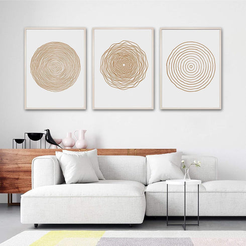Mid Century Modern Wall Art Set, Boho Canvas Print - Abstract Geometric Scandinavian Painting for Decor