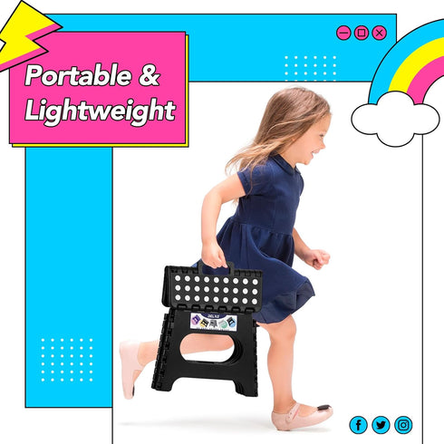 11 inch 2 Pack 300 LBS, Delxo Folding Step Stool, Non-Slip Foldable Stools Up to Step Stool with Handle, Lightweight