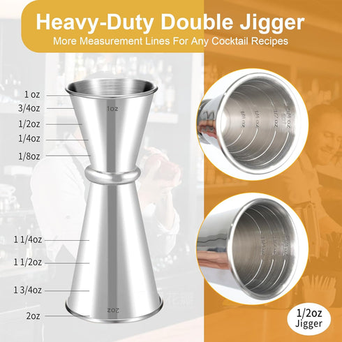 Lexenic 1oz 2oz Japanese Jigger with 7 Measurements Inside for Bartender, Premium 304 Stainless Steel Heavy-Duty Jigger, Bar Accessories for The Home Bar Set (Pack 2) by Lexenic
