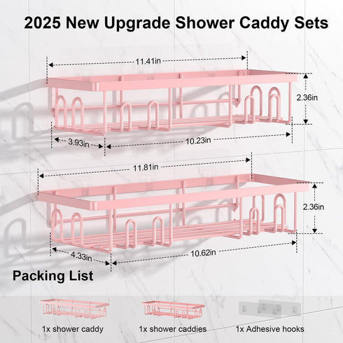 Getsrichfc Shower Caddy Adhesive, Rustproof Shower Shelves for Inside Shower, Large Capacity Bathroom Organizers
