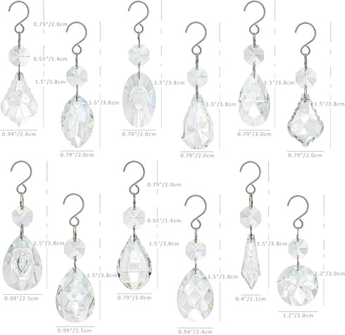 Decor(Clear,12pcs) kanpura Crystal Chandelier Prisms,Crystal Sun Catcher Kit,Rainbow Hanging Crystals Suncatcher