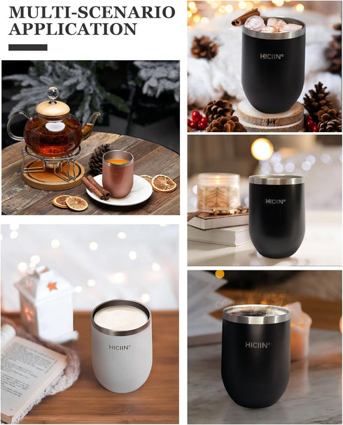 Hiciin 12oz 25oz&Gift Set packaged Stainless Steel Wine Tumblers with Lid TWO & Insulated Wine bottle ONE with well