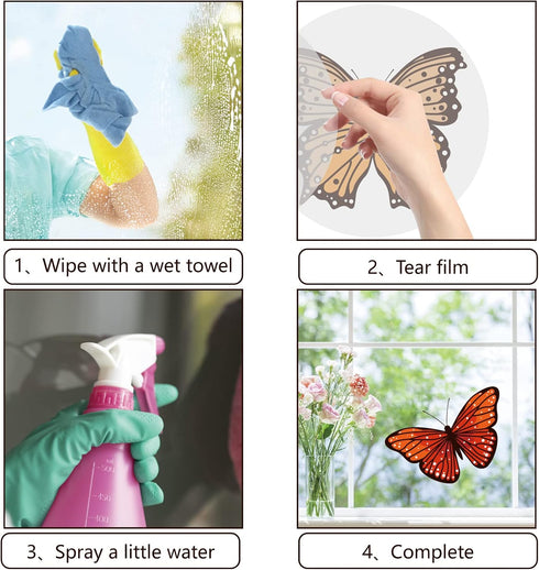 GORGECRAFT 6.3x6.3 Spring Butterfly Vinyl Window Clings, Non-Adhesive Reusable Decals for Sliding Glass Doors